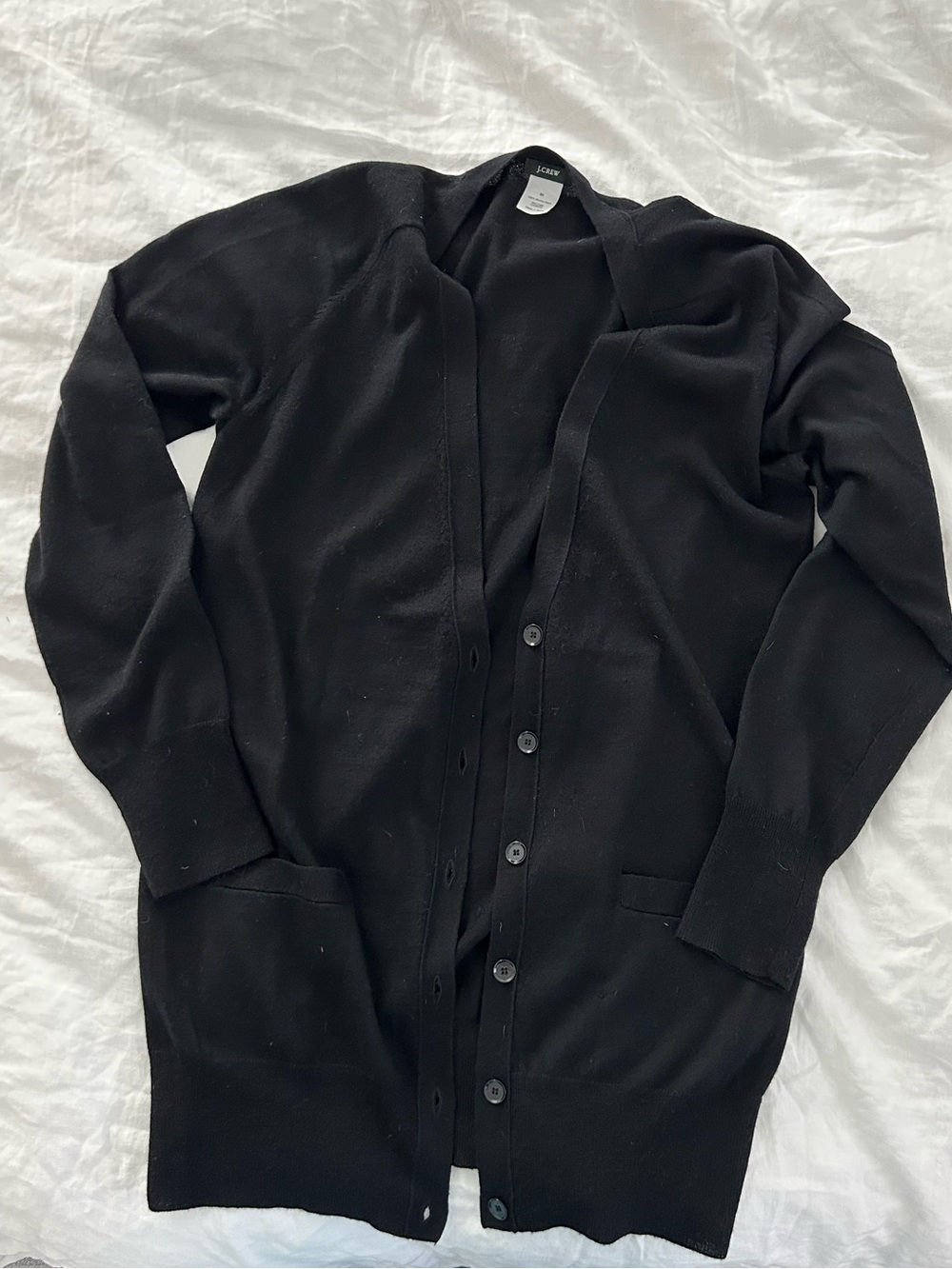 JCrew Black Button-Front Long Cardigan Sweater